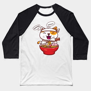 Cat eating spaghetti Baseball T-Shirt